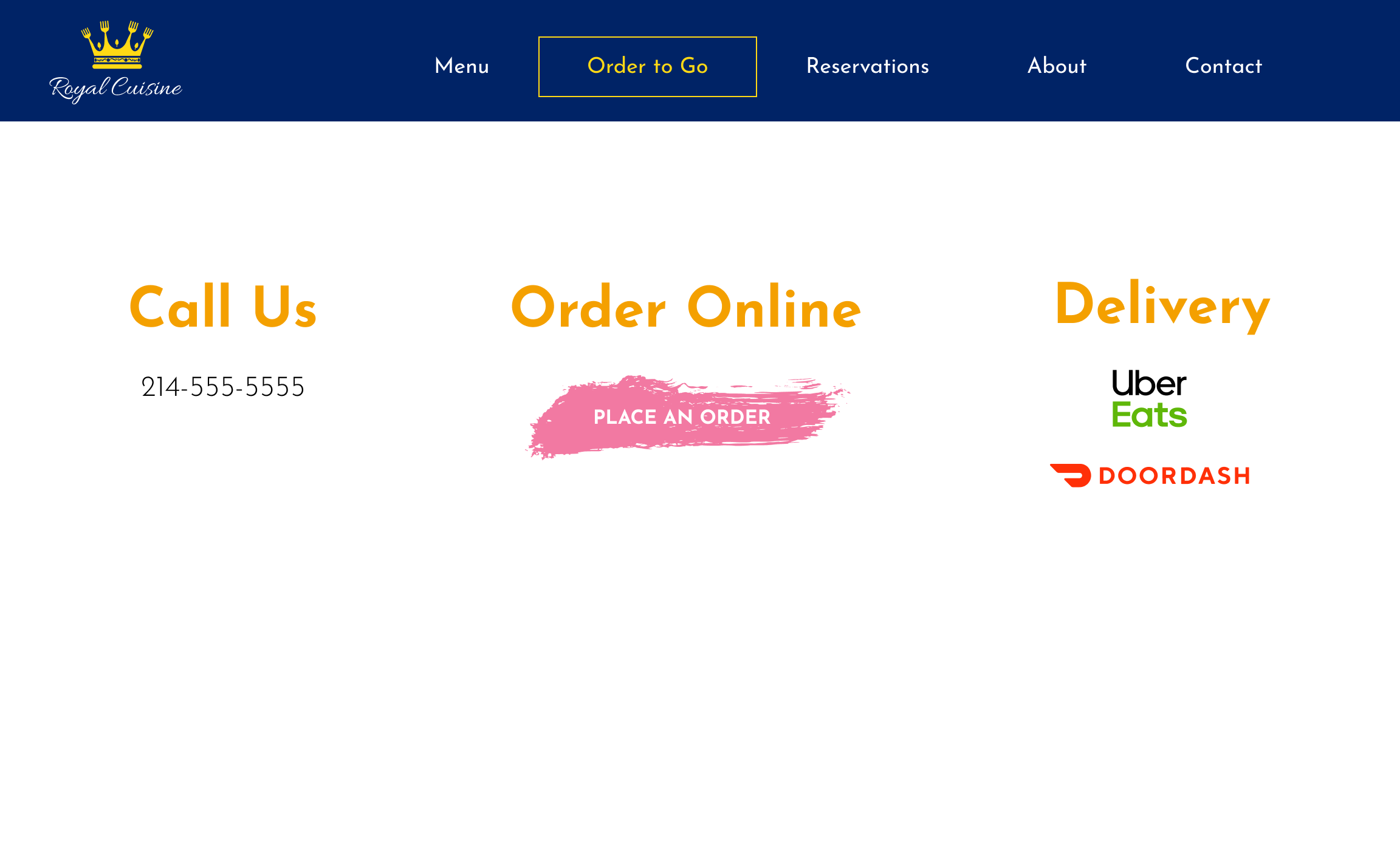 first version fo Order to Go page